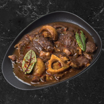 Оссoбуко с тушеными грибами в соусе демиглас